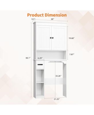 Over The Toilet Storage Cabinet, Bathroom Organizer, Space-Saving Farmhouse Toilet Shelf with Paper Holder