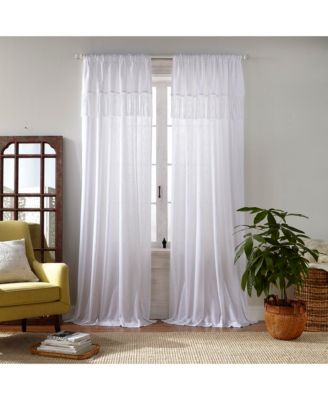 Elrene Home Fashions Calypso Macrame Tassel Semi Sheer Window Curtain