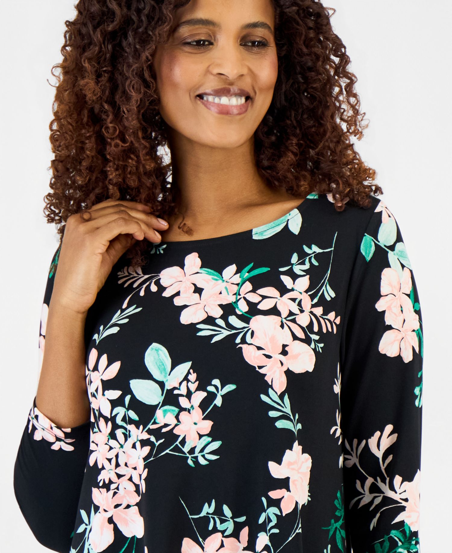 Women's Printed 3/4-Sleeve Knit Top