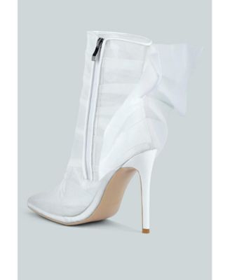 Womens princess organza wrapped style heeled ankle boots