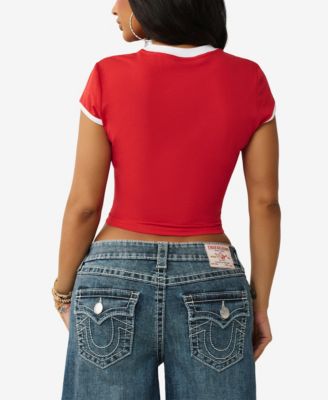 Women's Contrast Sporty Cap Sleeve T-Shirt