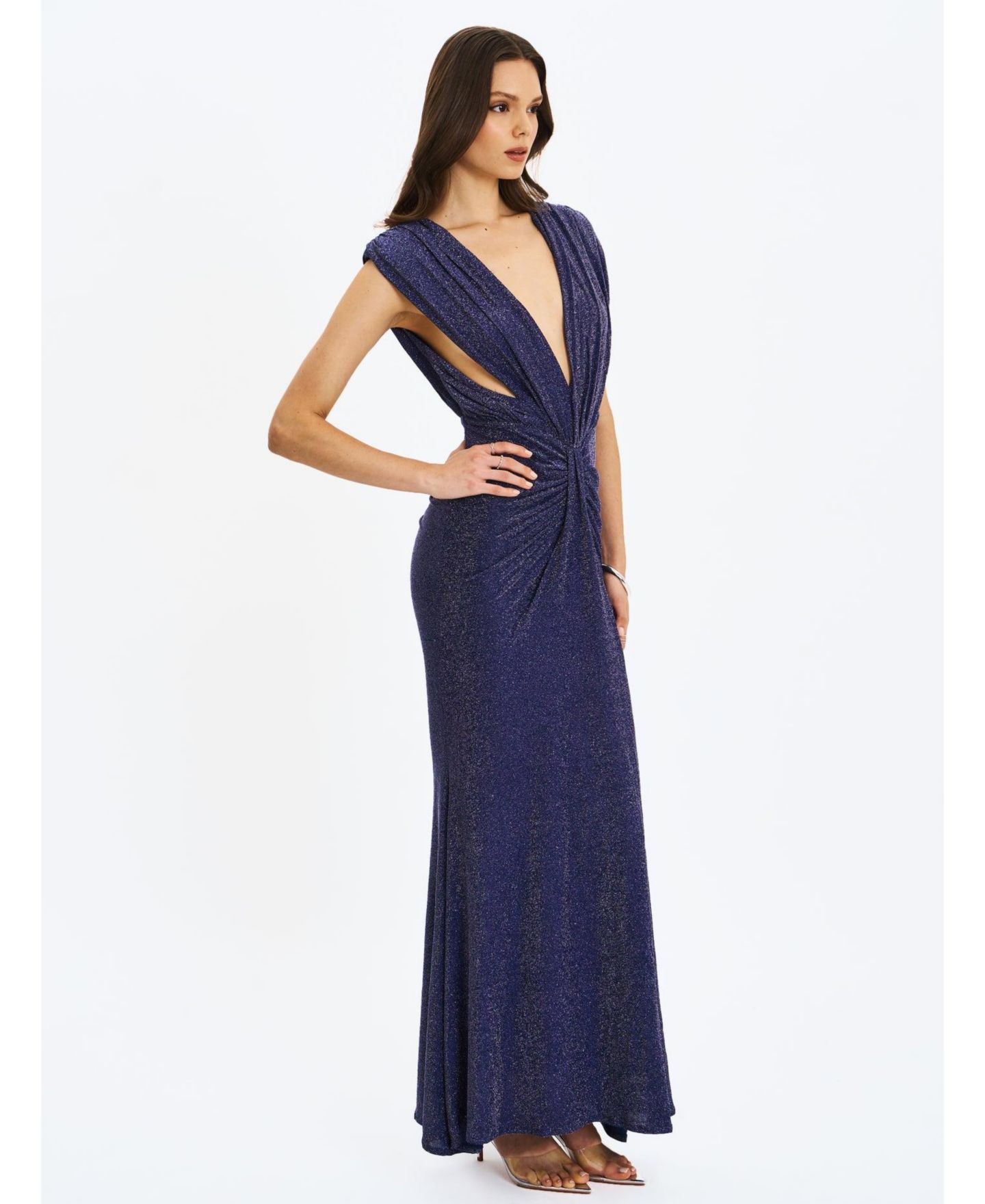 Женское платье Miss Circle Terri Navy Sparkle Plunging Backless Maxi, цвет: Тёмно-синий — фото 6