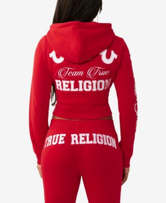 Women's Embroidered Shrunken Zip Hoodie