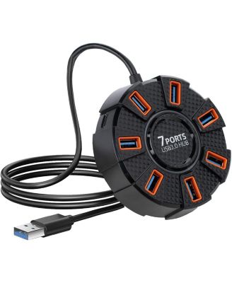 USB Hub 7 Ports - Multiport USB A 3.0 Hub Splitter,USB Adapter Extender for Laptop, Desktop, PC, Console