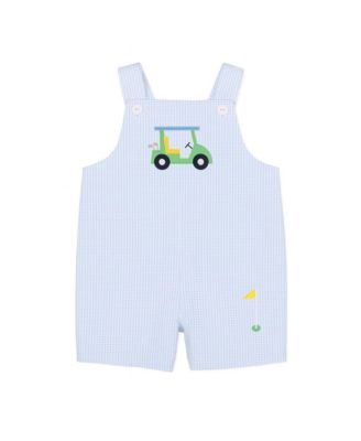 Baby Boy Check Seersucker Shortall With Golf Cart