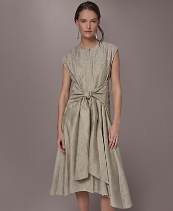 Women's Embroidered Belted Dress