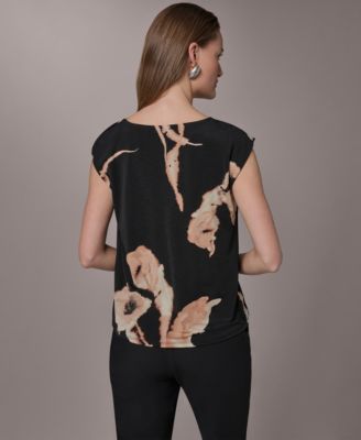 Women's Printed Asymmetric Neck Top