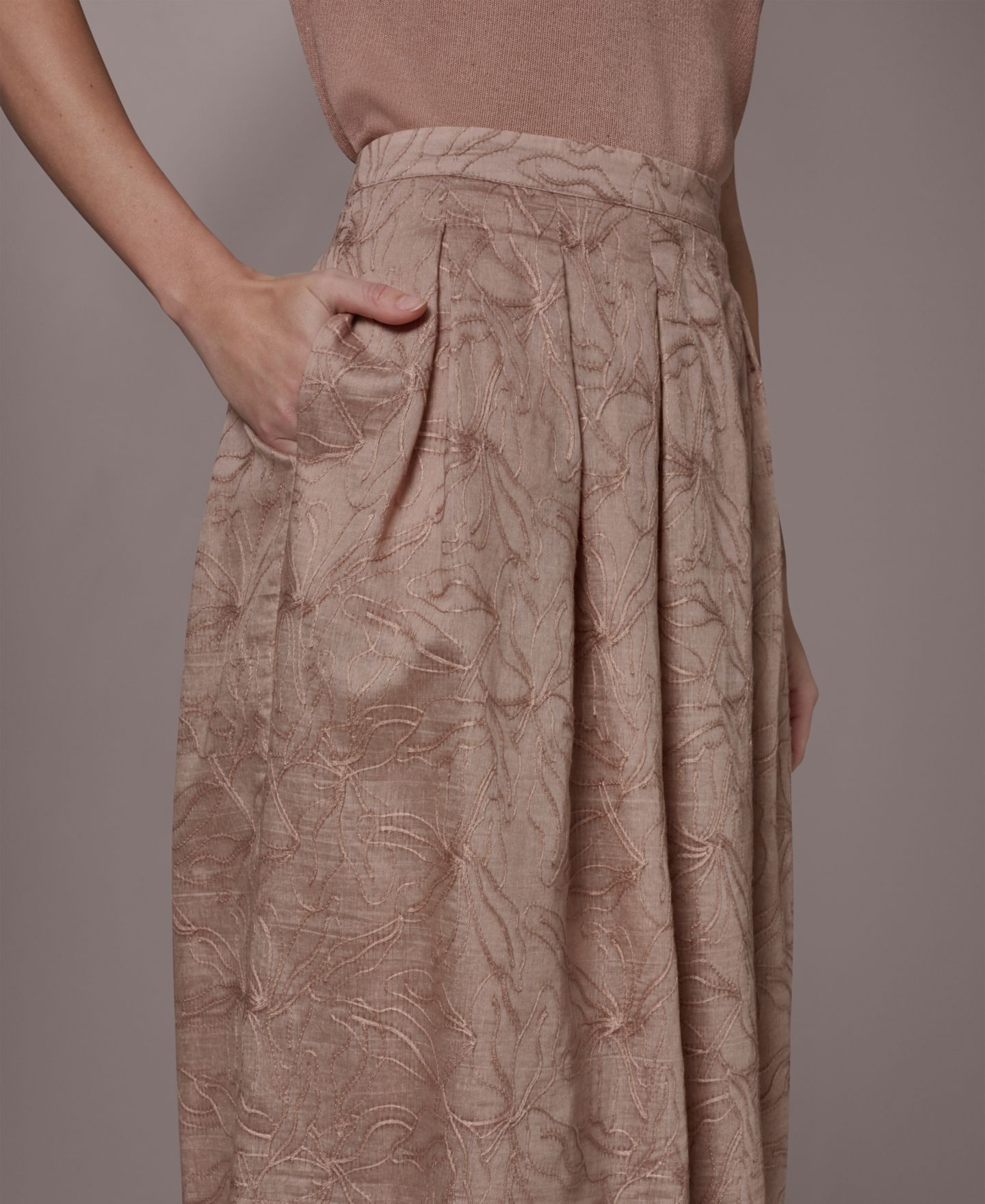 Женская юбка Donna Karan New York Embroidered Pleated, цвет: Снежный — фото 4