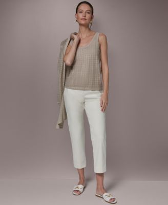 Women's Grid Pattern Sleeveless Sweater