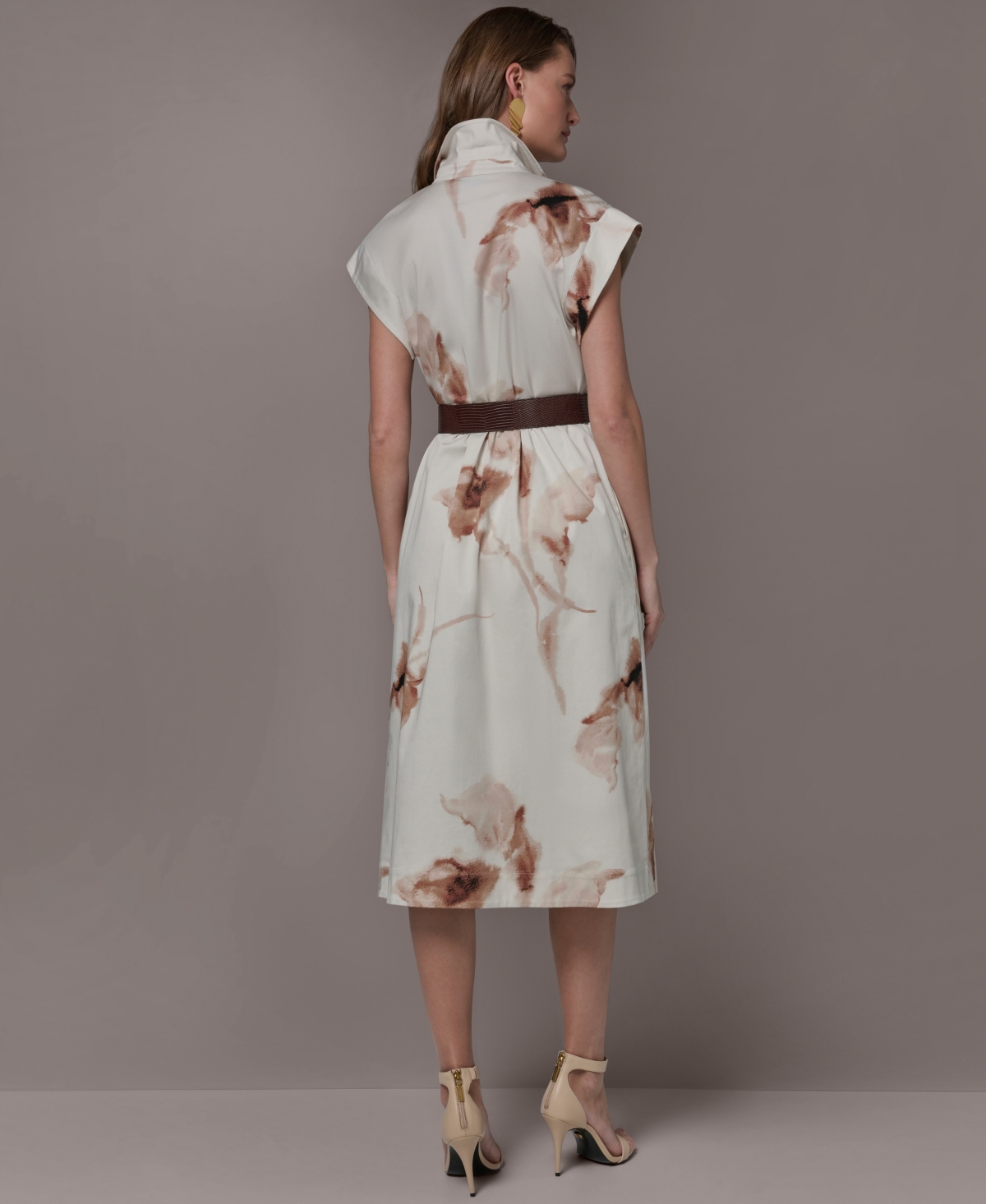 Donna Karan New York Women's Printed Collared Neck Dress