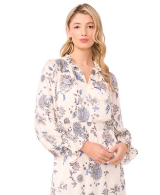 Women's V-Neck Long-Sleeve Maxi Dress