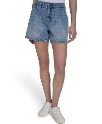 Women's Pleated Denim Shorts