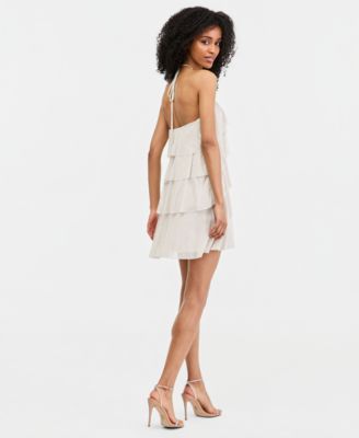 Juniors' Glitter Low-Back Ruffled Dress