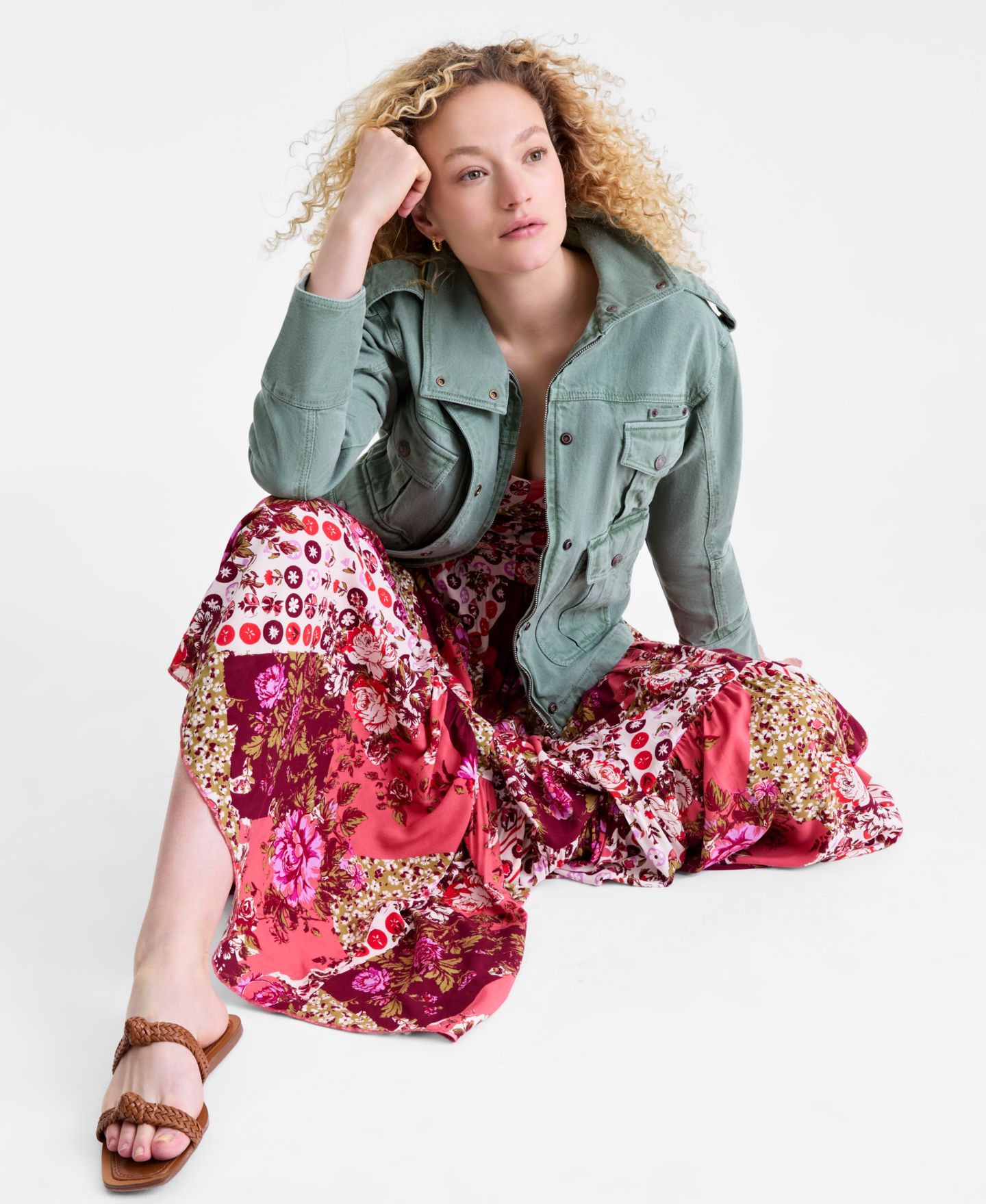 Женская куртка Free People Kali Snap-Front Washed, цвет: Тёмно-зелёный — фото 3