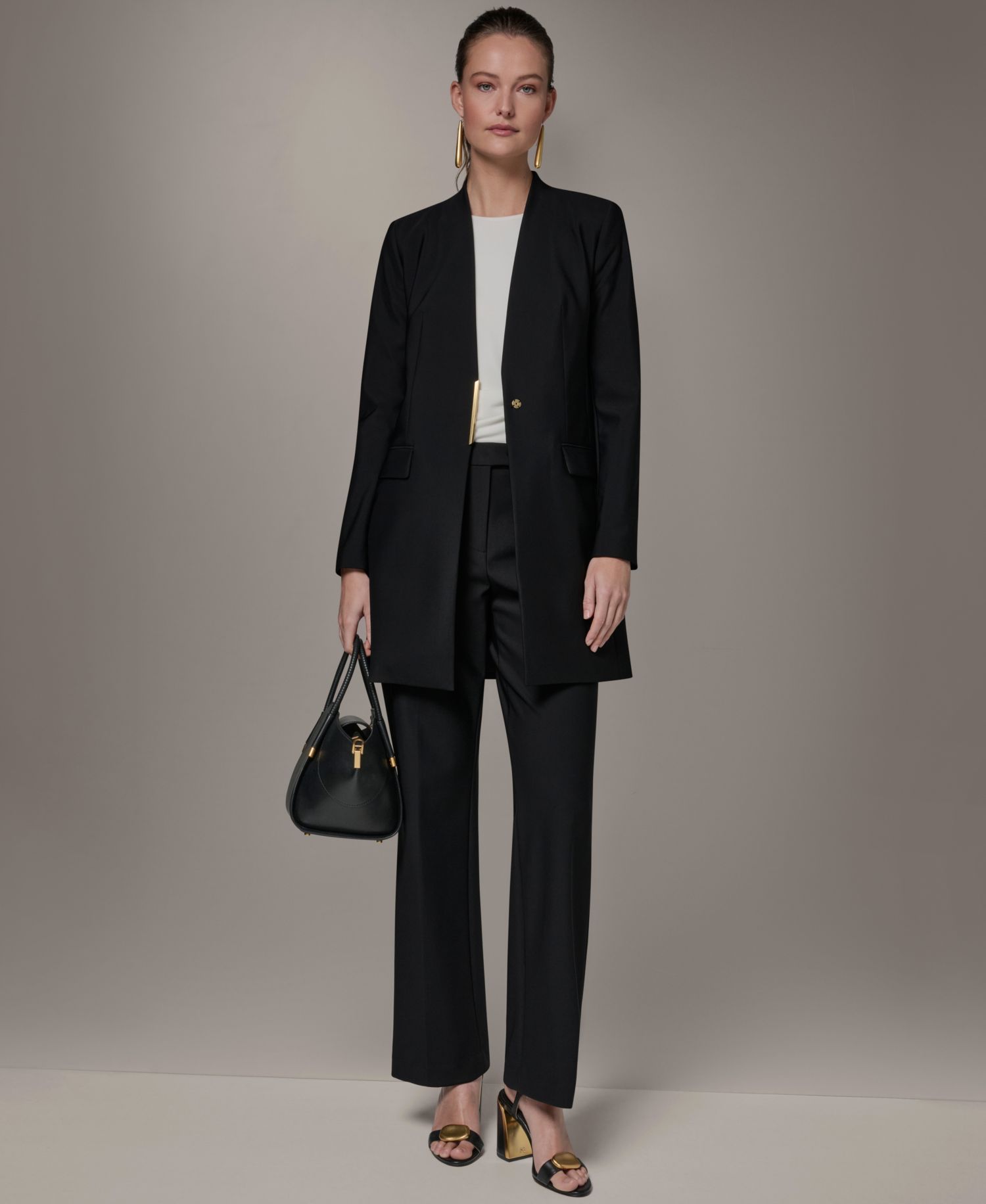 Petite Collarless Blazer