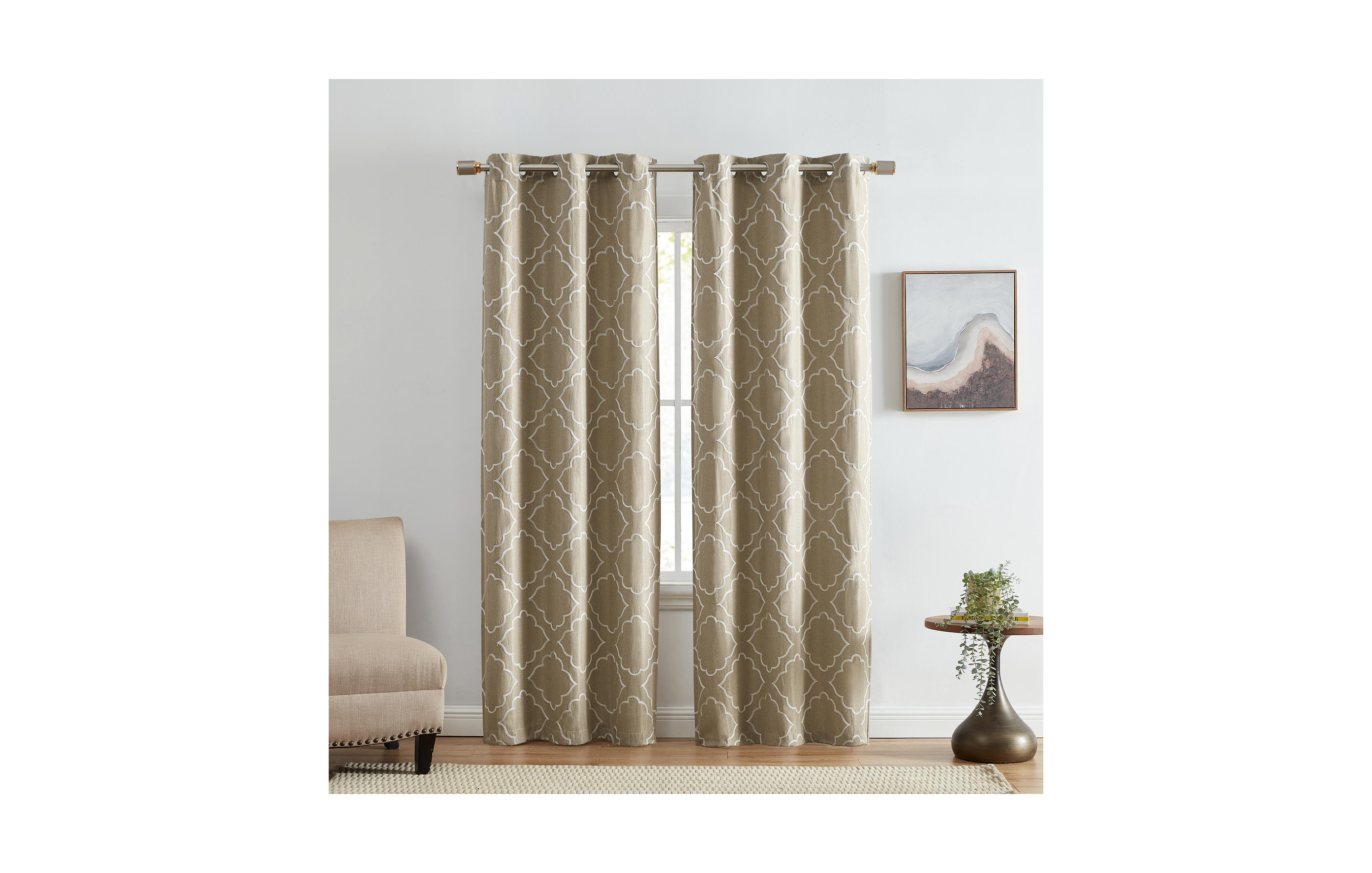 Elrene Home Fashions Valian Lattice Embroidered Blackout Window Curtain Panel