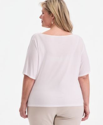 Plus Size Cowl-Neck Flutter-Sleeve Top