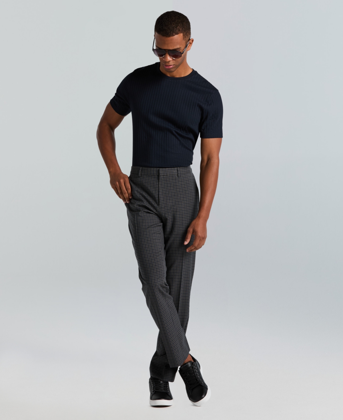 Perry Ellis Portfolio Men's Slim-Fit Flat Front Dress Pants