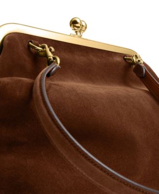 Suede Small Kisslock Frame Bag