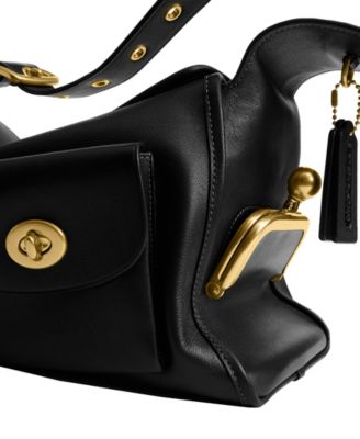 Leather Haversack Large Turnlock Shoulder Bag