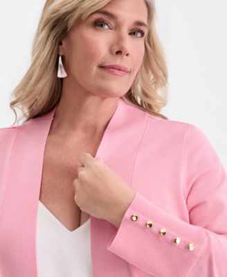 Plus Size Open-Front Long-Sleeve Cardigan