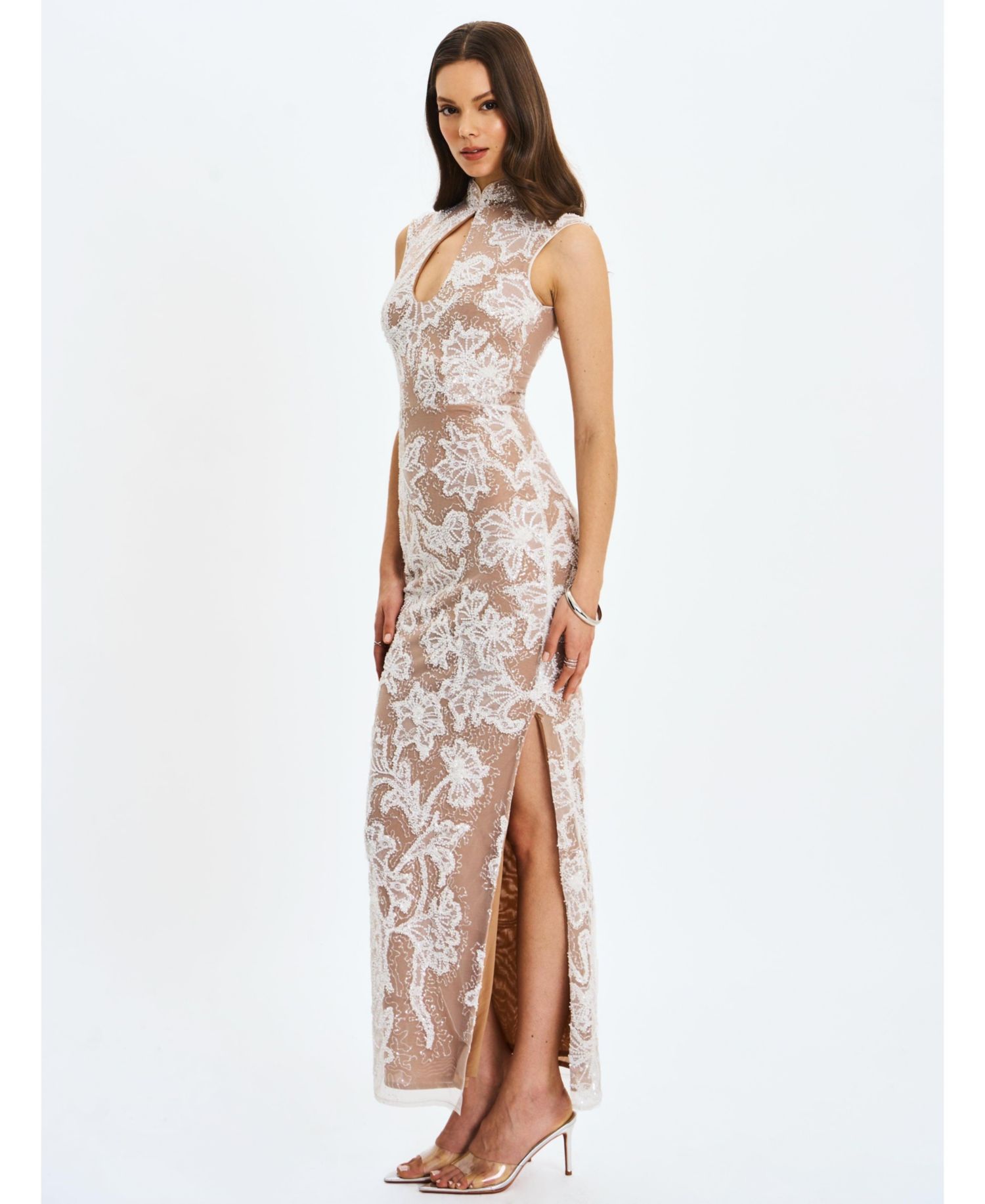 Women's Tavia Beaded Teardrop Neckline Maxi Dress