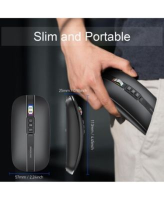 Dual-Mode Wireless Silent Mouse - (2.4G + Bluetooth 5.1)- 4 Adjustable DPI 800-2400, Type-C Rechargeable, Slim Portable for PC, Laptop, Mac