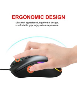 Wired Gaming Mouse, RGB Backlit Mouse with 8000 DPI Adjustable, Ergonomic Comfort Grip for PC Gamers, Office & Home Use