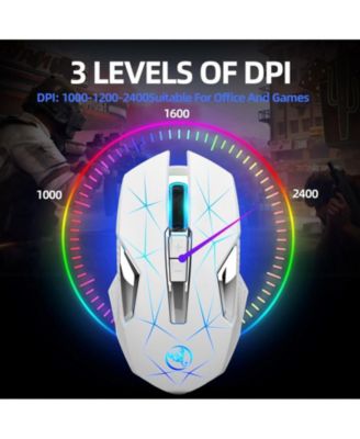 2.4G Wireless Rechargeable Gaming Mouse, 3 Adjustable DPI (1000/1600/2400), RGB Backlit, Ergonomic Design for PC, Laptop, Gamers & Office