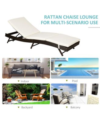 Patio Rat Lounge Chair, Cushioned, Adjustable Backrest,