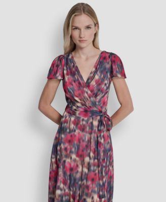 Women's Flutter Short-Sleeve Midi Dress