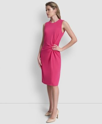Women's Sleeveless Jewel Neck Knot Front Dress