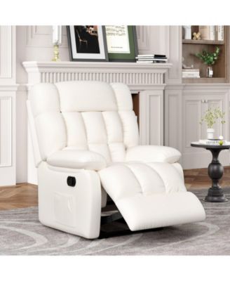 Upholstered Rocker Recliner Chair with Side Pocket,Ergonomic 110°-160°Adjustable Reclining Chairs for Adults