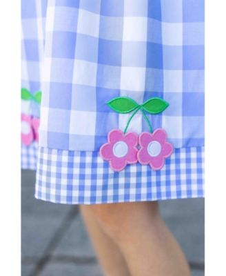 Toddler Girls Gingham Dress With Flower Cherries