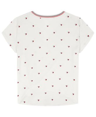 Girls' 7-16 Allover Heart Print Short-Sleeve T-Shirt