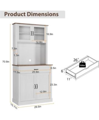 Kitchen Pantry Cabinet with Microwave Stand, 71”Freestanding Tall Kitchen Cabinet with Doors and Shelves for Dining Room
