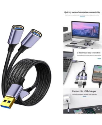 3-Port USB 2.0 Splitter Hub, 1-to-3 Expansion Cable, Braided Durable Data,for Home/Office, Ideal for Remote Workers
