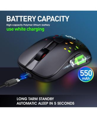Dual-Mode Wireless Gaming Mouse, Hollow Hole Design, 10000 DPI Adjustable, 10 RGB Lighting Modes, 550mAh Rechargeable