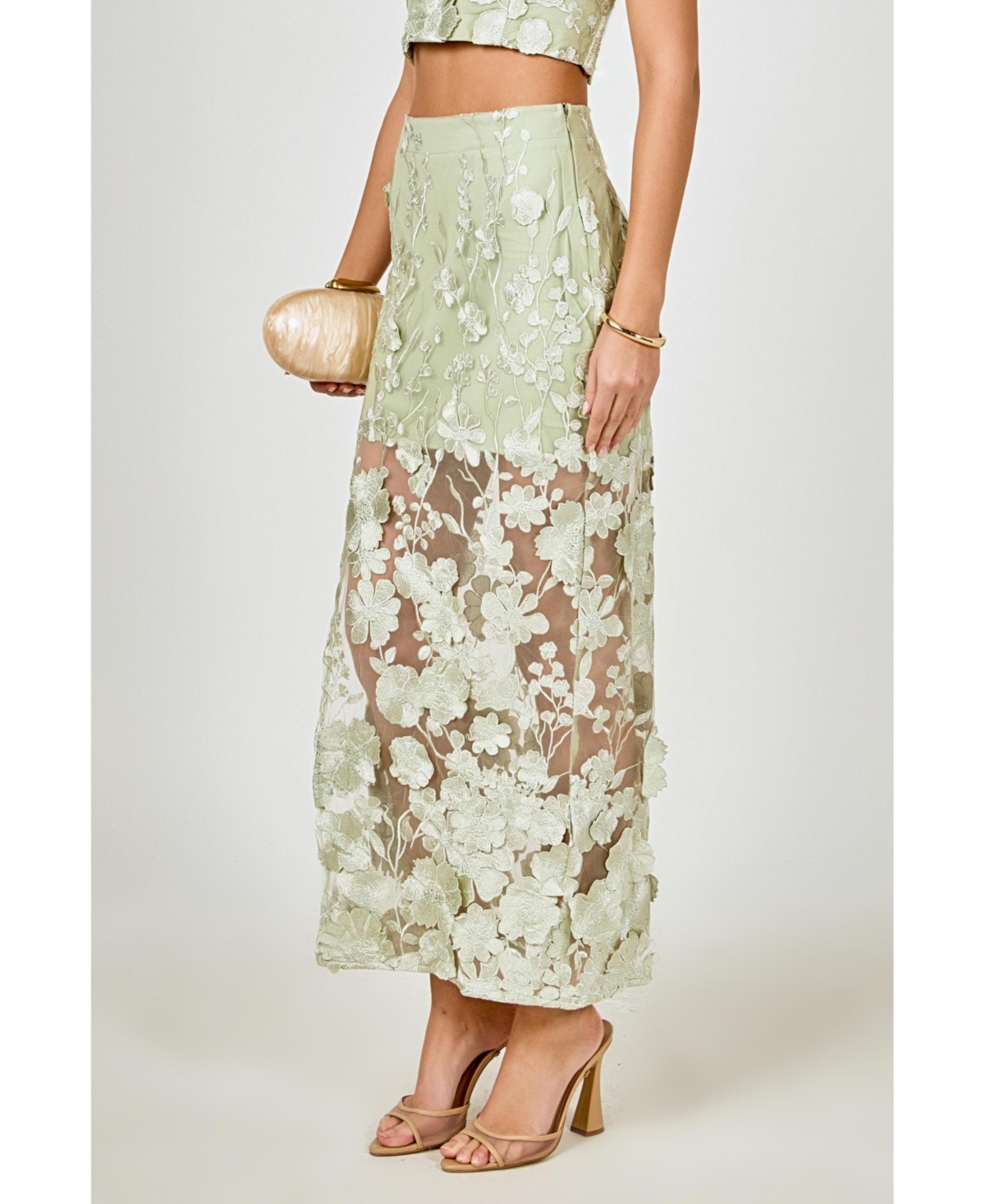 endless rose Women's Floral Embroidered Midi Skirt