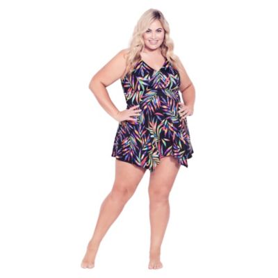 Women's Plus Size Sharkbite Print Swim Dress