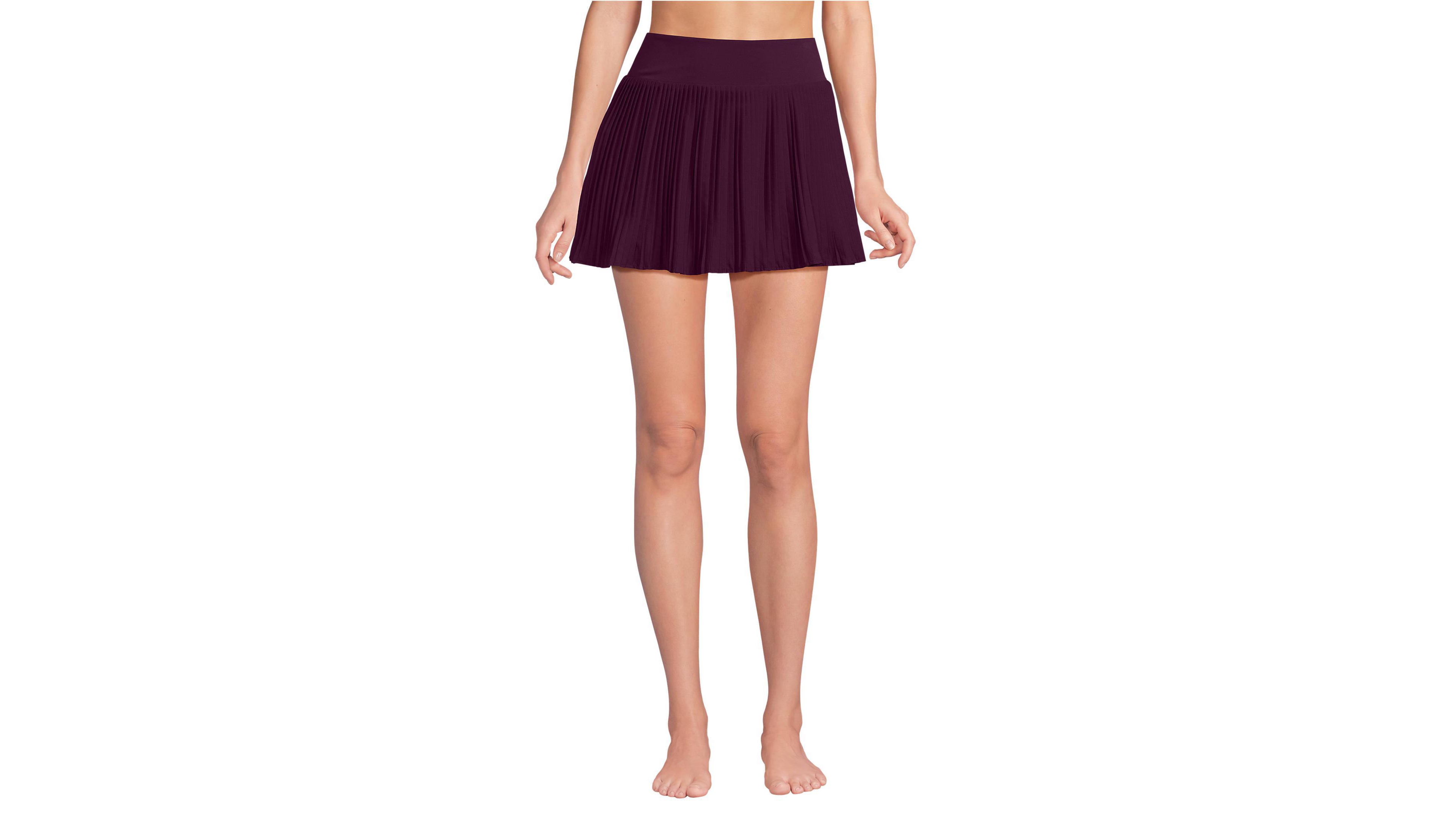 Lands' End Women's High Waisted Pleated Woven Swim Skirt