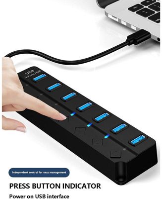 USB Hub Multi USB Splitter - with 7-Port, USB Extension Cable, for Mouse Flash Drive Keyboard Mobile Hard Disk Drive