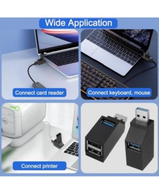 3 Ports USB 3.0 Hub 90 Degree Splitter, Hi-Speed 5Gbps Data Transfer USB Expander, Plug & Play for Laptop/PC/Mac
