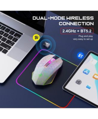 Dual-Mode Wireless Gaming Mouse: 2.4G + BT5.2, 7-Color RGB Glow, Silent & 3-Speed DPI, for Gaming/Office