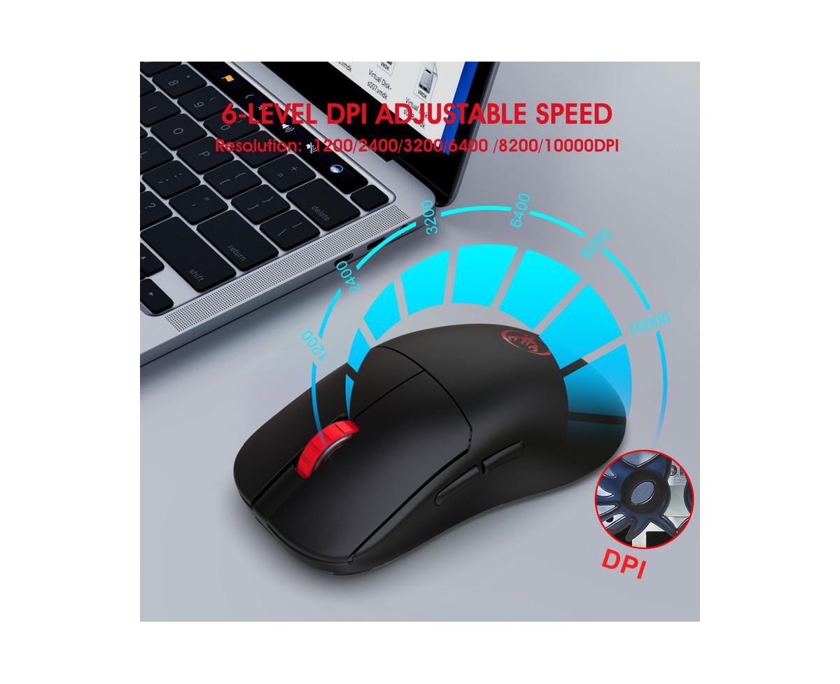 Risokeys Dual-Mode Wireless Gaming Mouse, Lightweight, 10000 Dpi Adjustable, 2.4G+Wired, Rechargeable, for Pc, Laptop, Mac,for Gamers, Office Workers