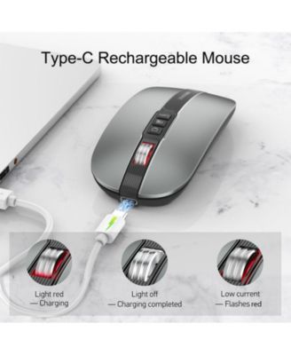Dual-Mode Wireless Silent Mouse - (2.4G + Bluetooth 5.1)- 4 Adjustable DPI 800-2400, Type-C Rechargeable, Slim Portable for PC, Laptop, Mac