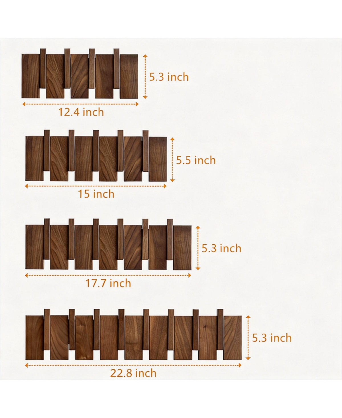 Yigii Natural Wood Coat Rack with Piano Keys Design - 6 Hooks for Home Decor