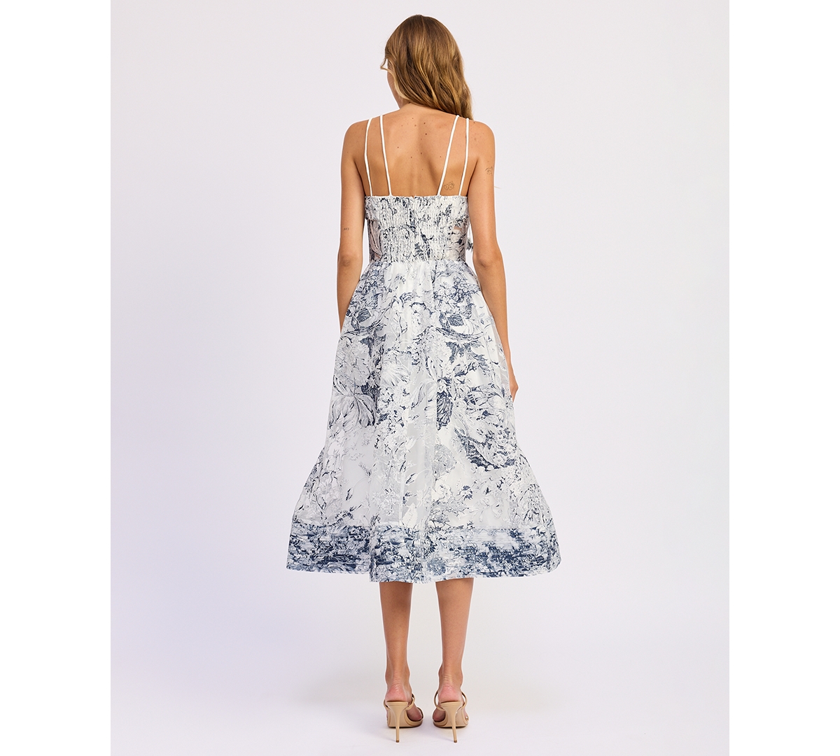 En Saison Women's Cyrus Square Neck Midi Sleeveless Dress