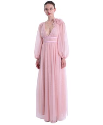 Marchesa Notte - Women's Tulle Flower A-Line Gown