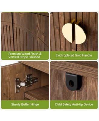 6 Tier Ribbed Door Shoe Cabinet with Adjustable Shelves